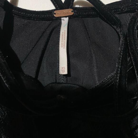 Free People Velvet Lace Tank Top Black Peplum Size Small - Picture 7 of 10